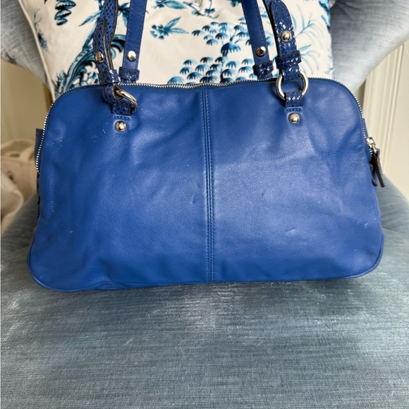 Coach Penelope Cobalt Blue Leather Snake Accents Shoulder Bag - Picture 8 of 16